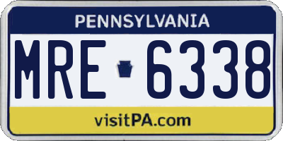 PA license plate MRE6338
