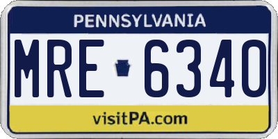PA license plate MRE6340