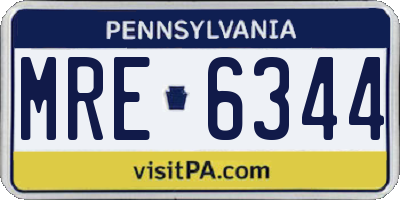 PA license plate MRE6344