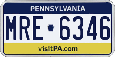 PA license plate MRE6346