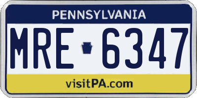 PA license plate MRE6347