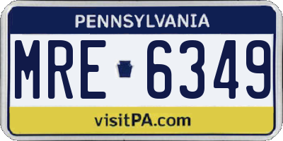 PA license plate MRE6349