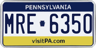 PA license plate MRE6350