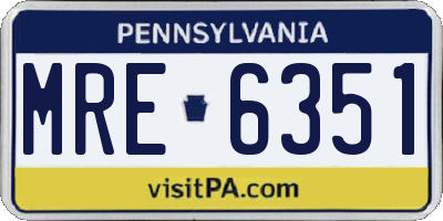 PA license plate MRE6351