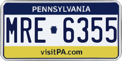 PA license plate MRE6355