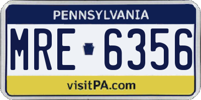 PA license plate MRE6356