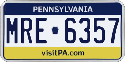 PA license plate MRE6357