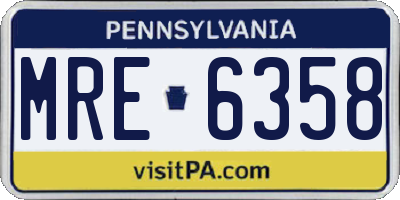 PA license plate MRE6358