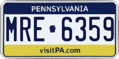 PA license plate MRE6359