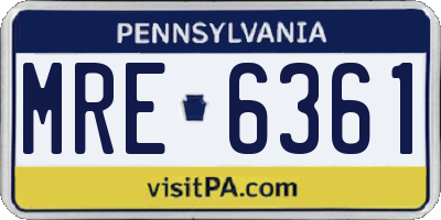 PA license plate MRE6361