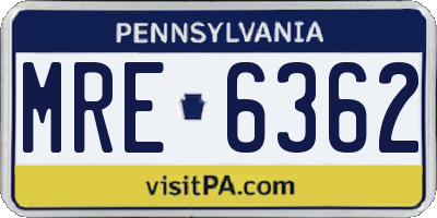 PA license plate MRE6362