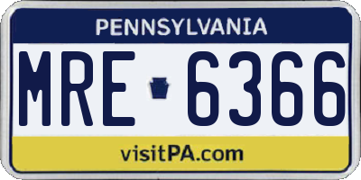 PA license plate MRE6366