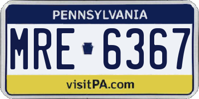 PA license plate MRE6367