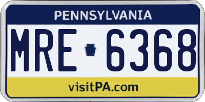 PA license plate MRE6368