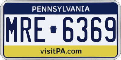 PA license plate MRE6369