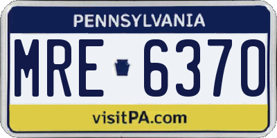 PA license plate MRE6370