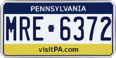 PA license plate MRE6372