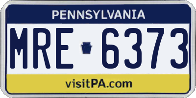 PA license plate MRE6373