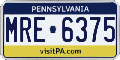 PA license plate MRE6375