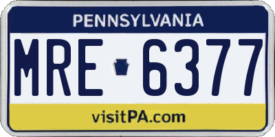 PA license plate MRE6377