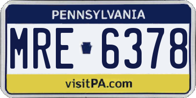 PA license plate MRE6378