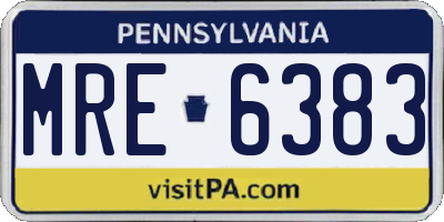 PA license plate MRE6383