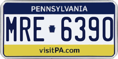 PA license plate MRE6390