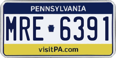 PA license plate MRE6391