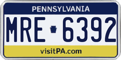 PA license plate MRE6392