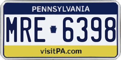 PA license plate MRE6398