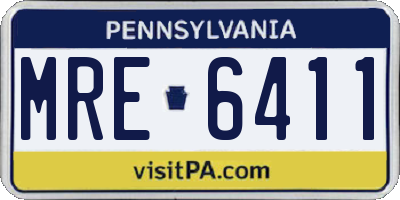 PA license plate MRE6411