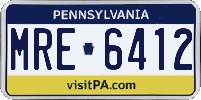 PA license plate MRE6412