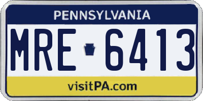 PA license plate MRE6413