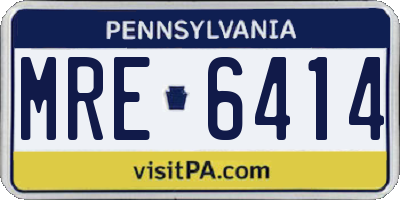 PA license plate MRE6414