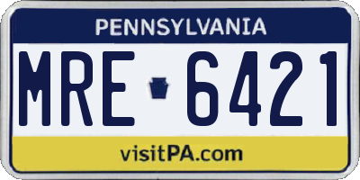 PA license plate MRE6421