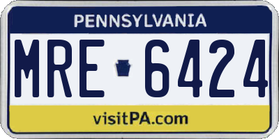 PA license plate MRE6424