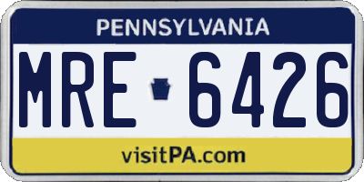 PA license plate MRE6426