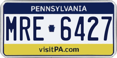 PA license plate MRE6427