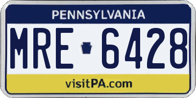 PA license plate MRE6428