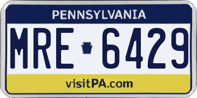 PA license plate MRE6429