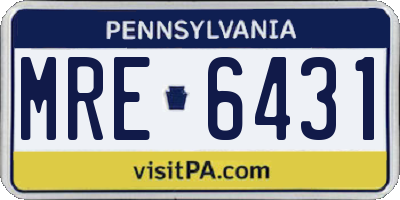PA license plate MRE6431