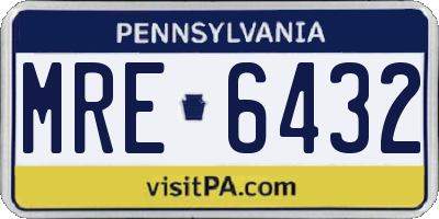 PA license plate MRE6432