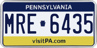 PA license plate MRE6435