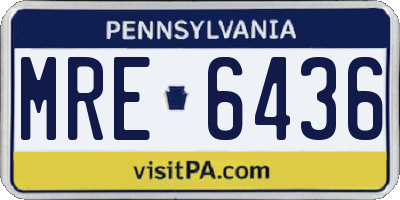 PA license plate MRE6436