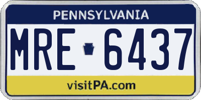 PA license plate MRE6437