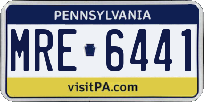 PA license plate MRE6441