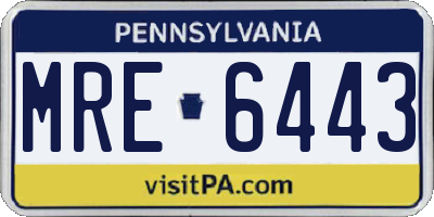 PA license plate MRE6443