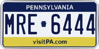 PA license plate MRE6444
