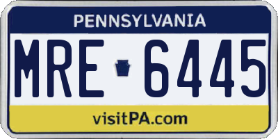 PA license plate MRE6445