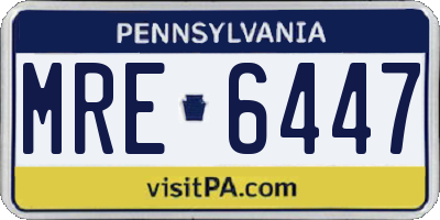 PA license plate MRE6447